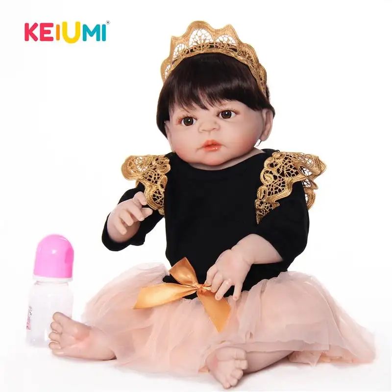 KEIUMI новейшая Кукла Reborn Baby, 23 дюйма, полностью силиконовая виниловая кукла ручной работы для новорожденных принцесс, девочек, игрушка для продажи, детский подарок на день рождения