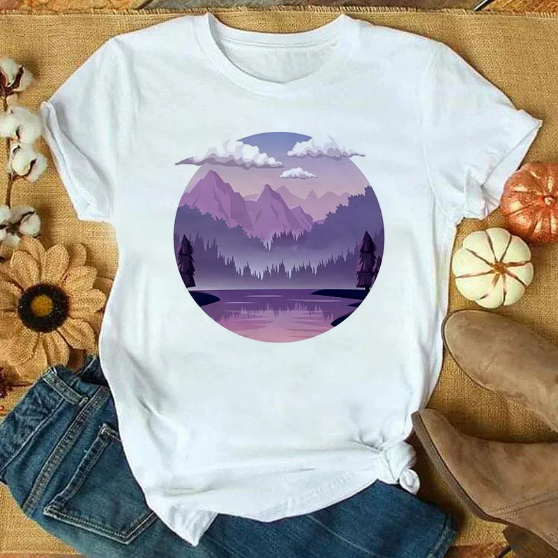 

Plus Size New Geometric figure printed t shirt Women 90s Short Sleeve Summer TShirt Harajuku Fashion landscape T shirt_T-Shirts