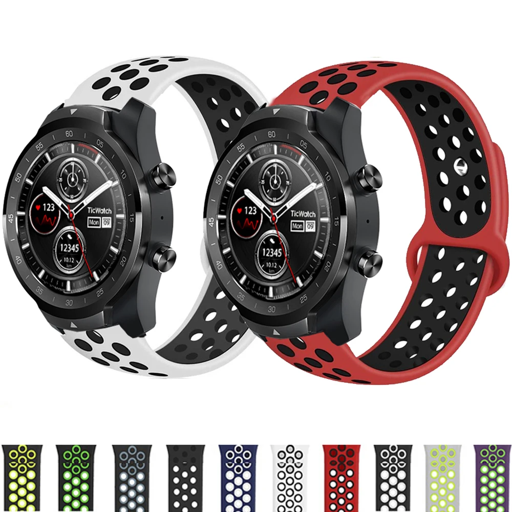 Cinturino In Silicone Traspirante Per Ticwatch Pro 3 Ultra Gps Smart Watch Band Braccialetto Sportivo Per Ticwatch Pro S 2021 S2 E2 E3 Correa
