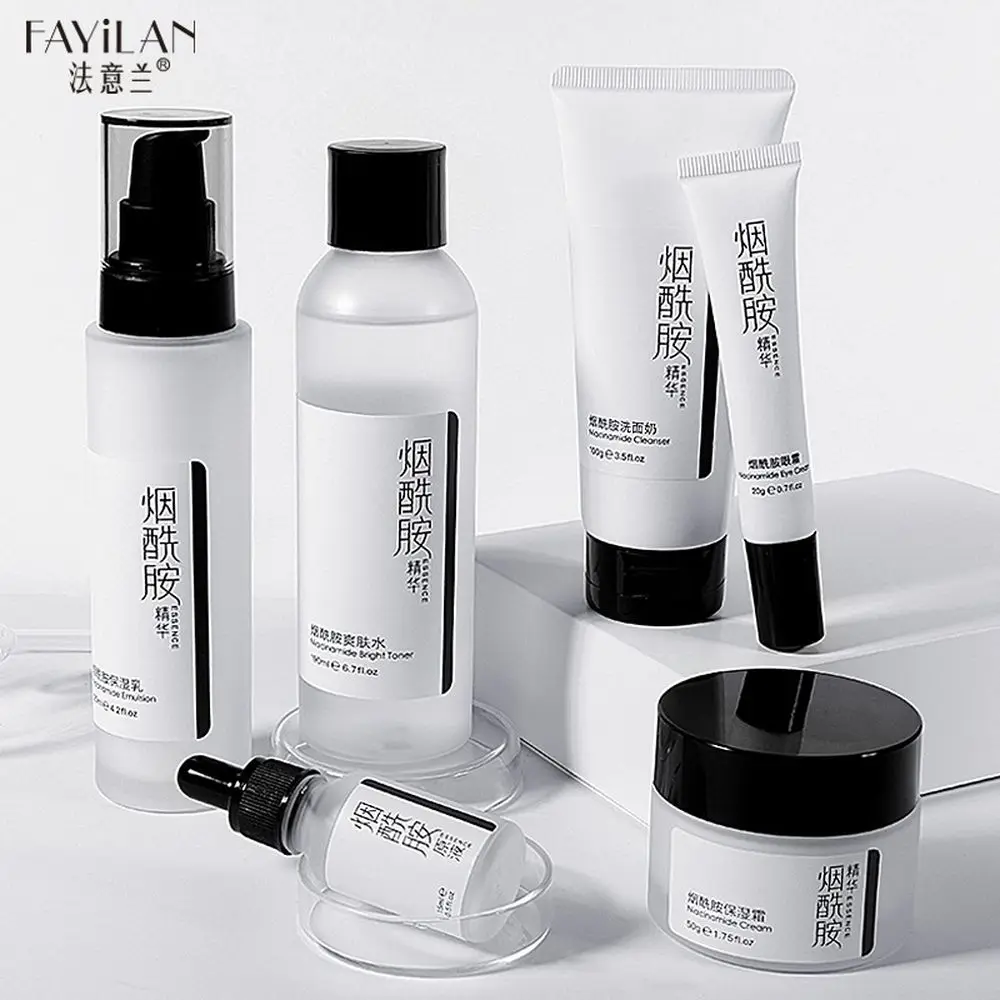 

LAIKOU Nicotinamide 6PCS Face Skin Care Product Set Niacinamide Whitening Repairing Moisturizing Face Tonic Cream Cosmetic