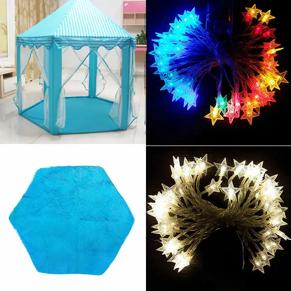 Складной тент Tipi для детей, игровой домик, Вигвама, портативные игрушечные палатки для детей, для маленьких девочек и мальчиков, для улицы, в помещении, игровой домик, Замок принцессы - Color: Tent Mat 2Light 2