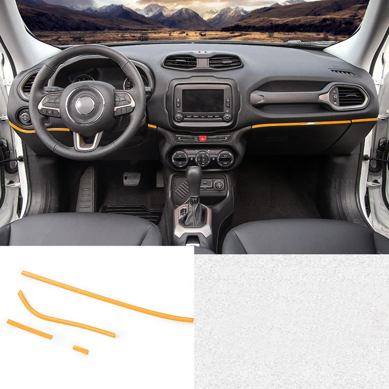 16-17 orange 4 pcs Lsrtw2017 Abs Автомобильный Центральный контроль приборной панели планки для Jeep Renegade авто аксессуары кондиционер хром - Название цвета: 16-17 orange 4 pcs