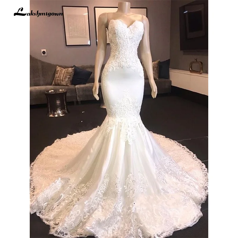 slim wedding dress with train
