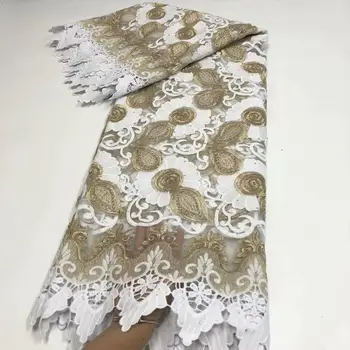 

2020 Fashion Design African Lace Fabrics High Quality Embroidered Beaded French Tulle Guipure Lace Fabric 5 Yards