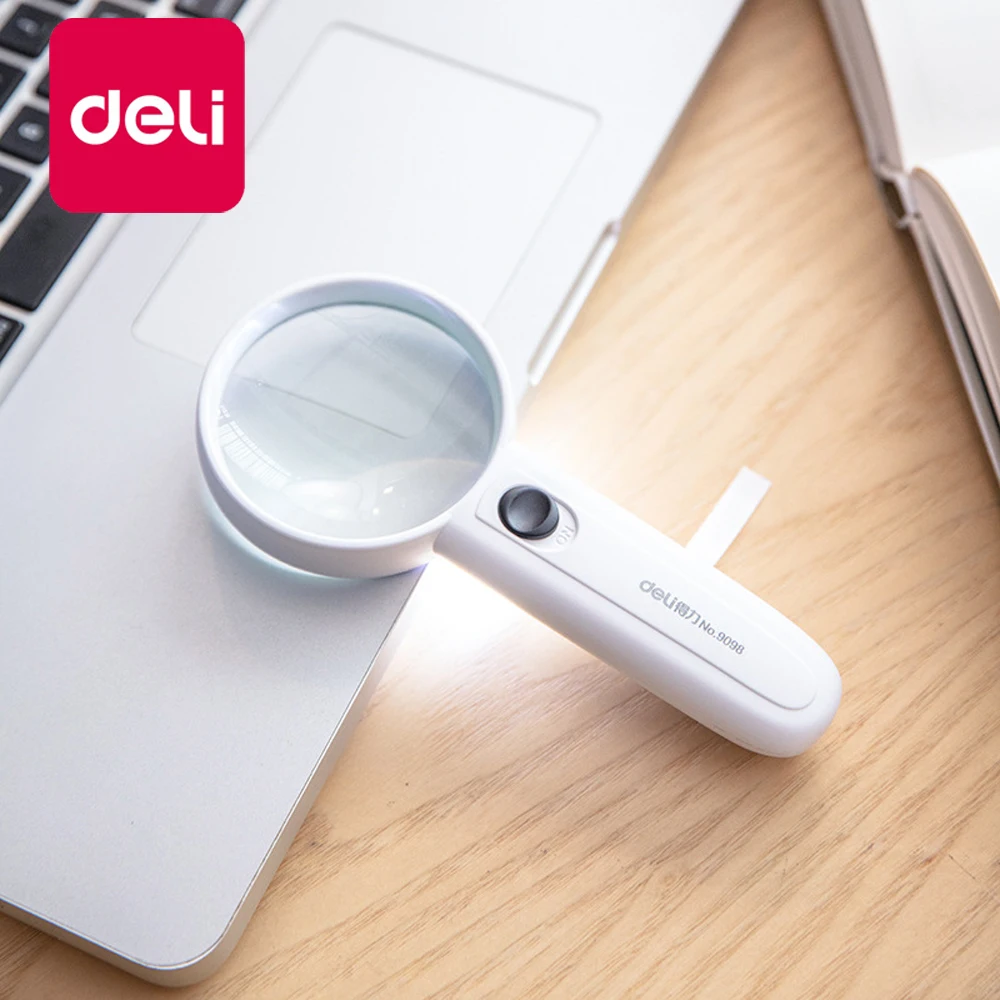 

Deli 1PCS Magnifier LED Light HD Multi-function Portable Handheld Magnifying Glass Reading Newspaper Office Learning 9098