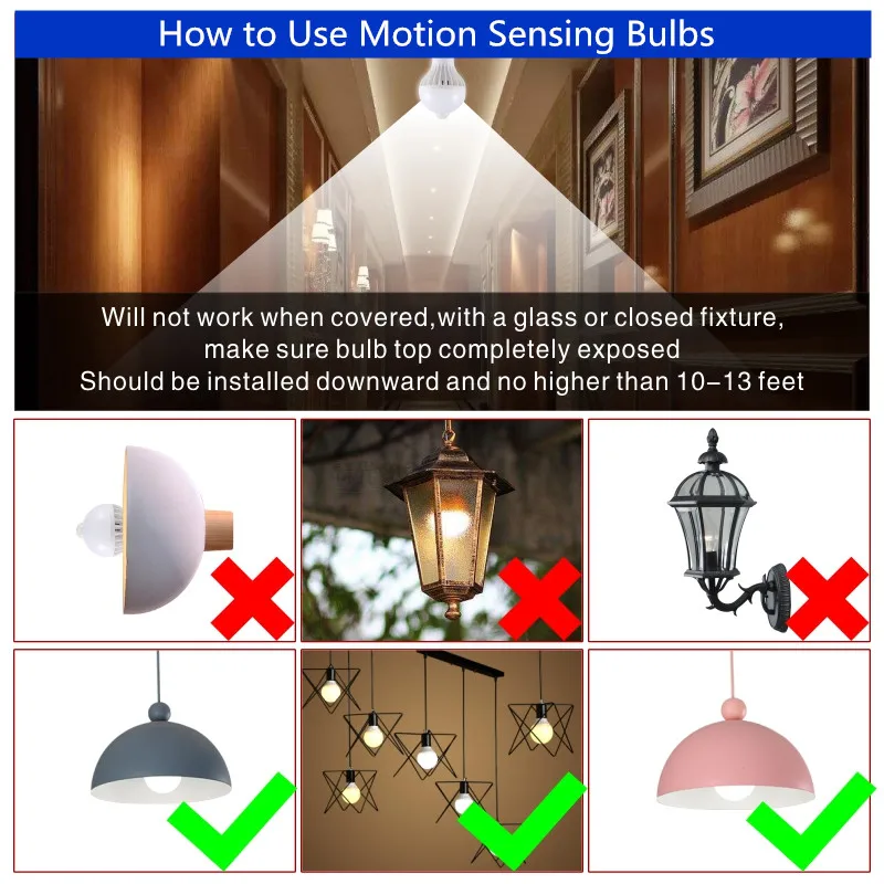 2pcs Led Bulb 3W 5W 7W 9W PIR Motion Sensor Lamp AC 220V Auto Smart Led PIR Infrared Body Sound Light E27 Motion Sensor Light