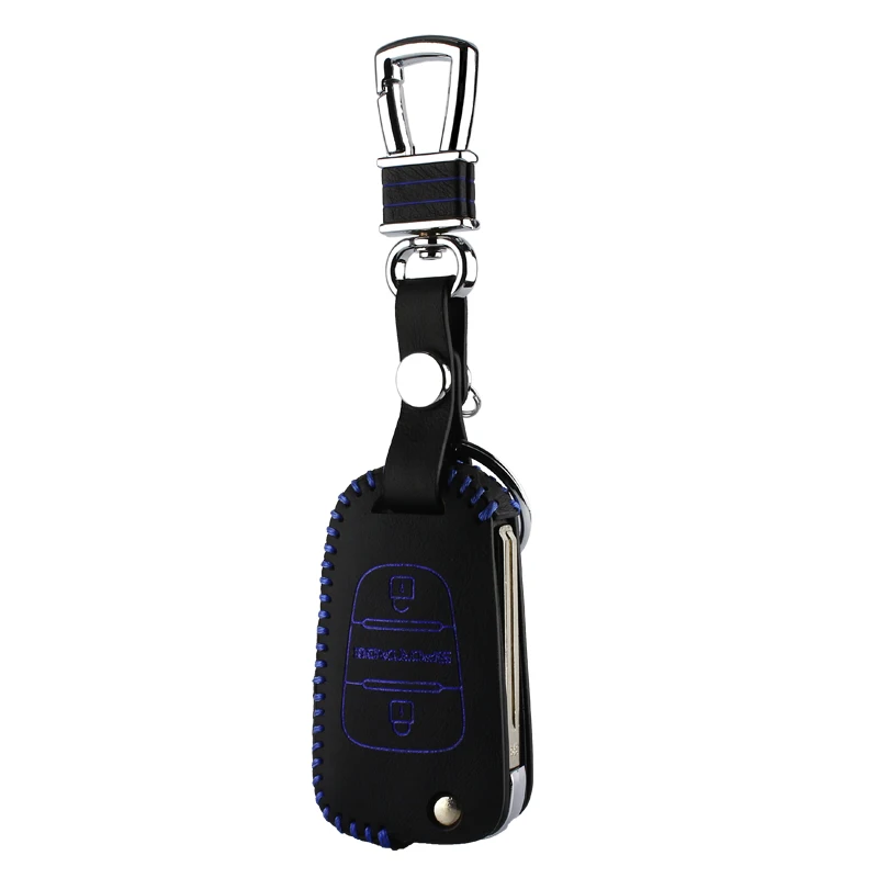 Luckeasy кожаный чехол для ключей для kia sportage 2011 2012 2013 ключ для автомобиля key2s - Название цвета: Синий