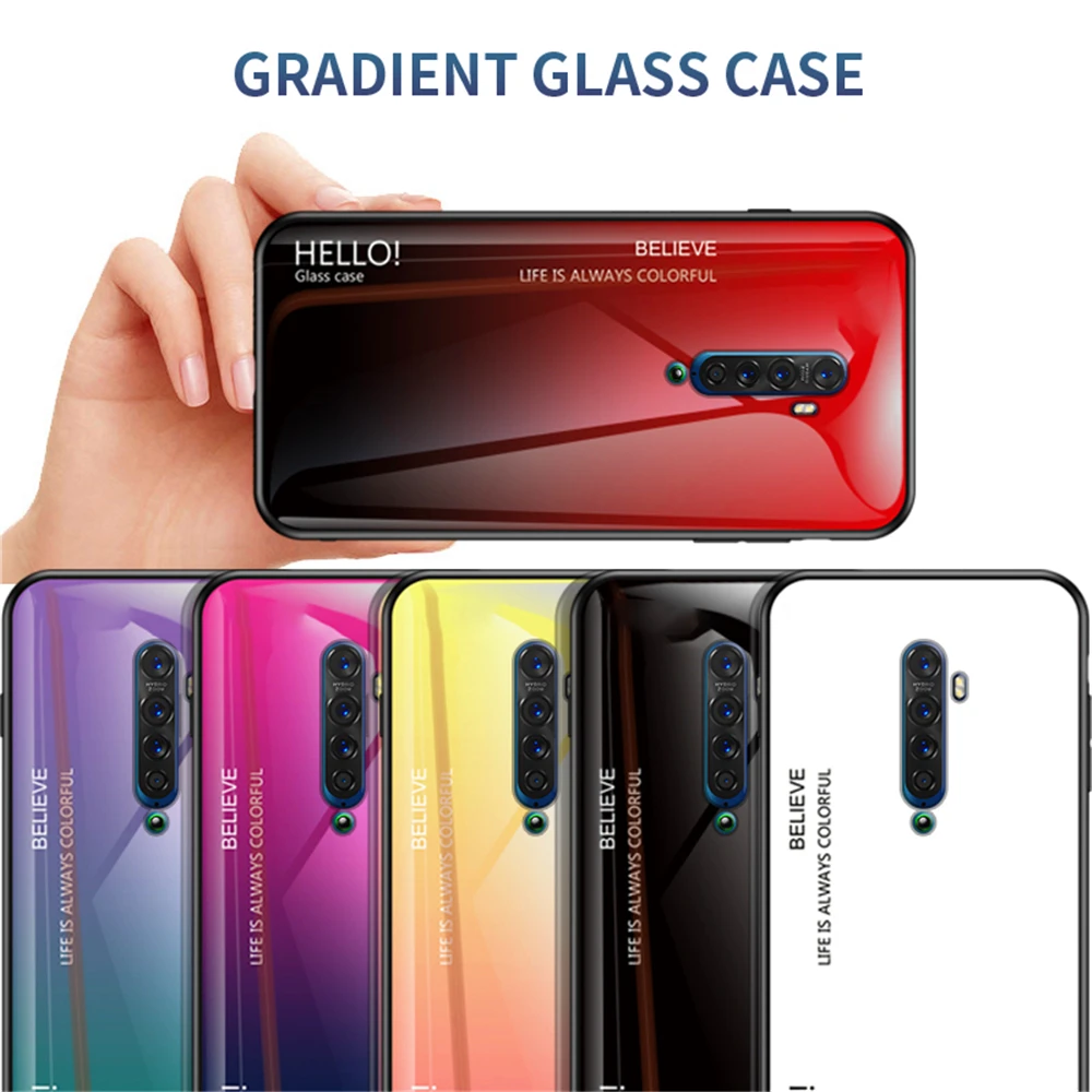 

Gradient Tempered Glass Case For Oppo Reno 2 Reno Reno Z 10x Zoom Case Phone Cover For Oppo K1 R15X Realme X K3 5 5 Pro Q C2 A1K