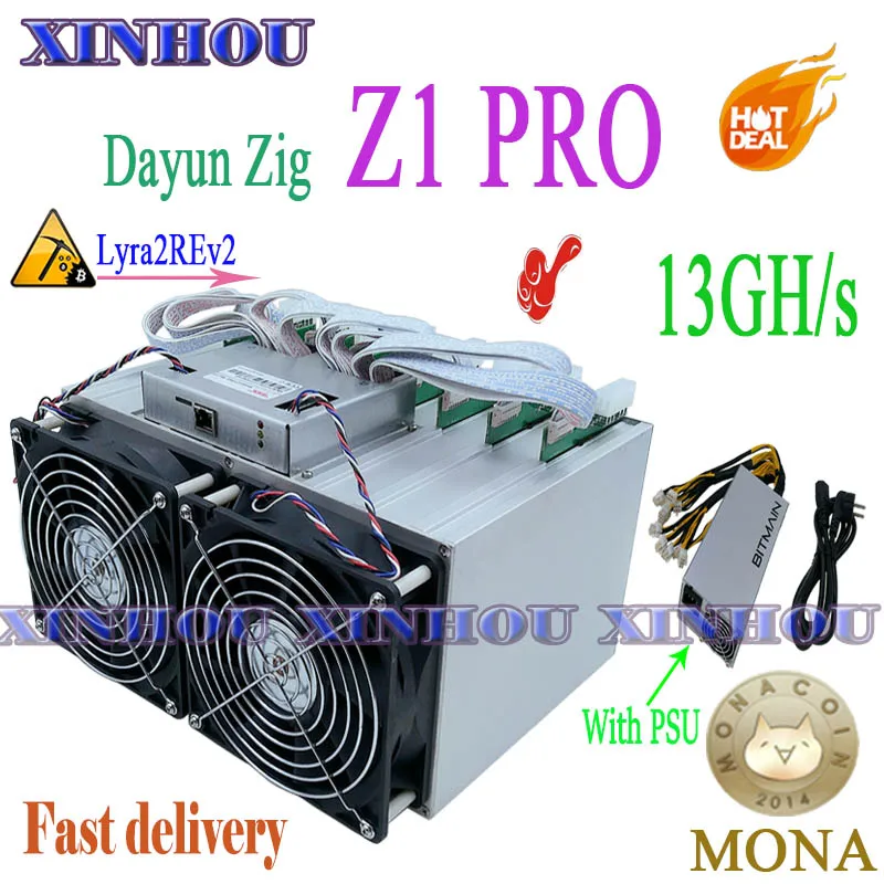 Майнер Lyra2REv2 Dayun Zig Z1 PRO 13GH/s Asic с блоком питания MONA XVG STAK лучше чем S9 K5 M3 Ebit E9i E10 T2T T3