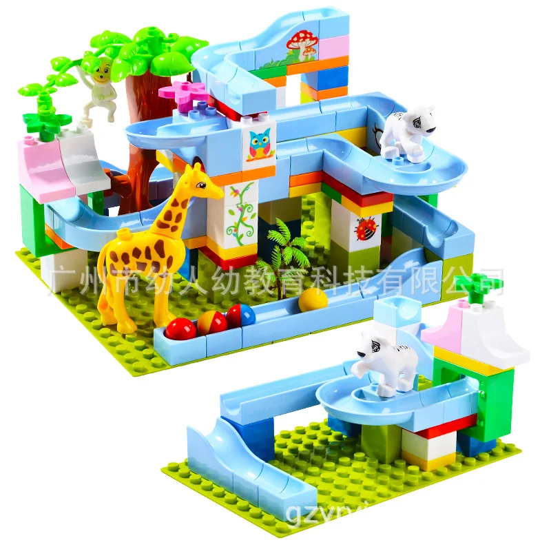 

Blue Eagle Slide Building Blocks Castle Adventure Fantasy Forest Children Camera Track Ball Bearing Building Blocks Toy
