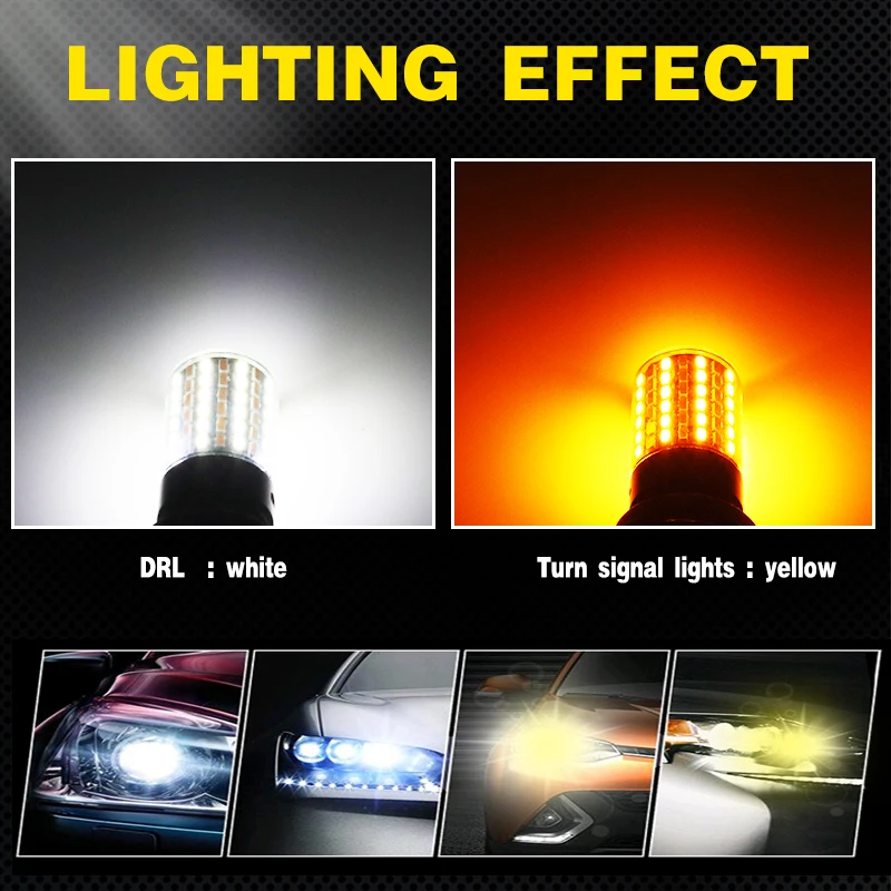 IJDMTOY 42-SMD 1156 Switchback LED Bulbs – White/Amber For DRL & Turn Signals