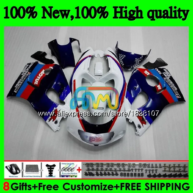 Средства ухода за кожей для SUZUKI GSXR 600 750 SRAD GSXR600 96 97 98 99 00 32BS. 35 GSX-R600 GSXR750 1996 1997 белого и синего цвета 1998 1999 2000 обтекатель