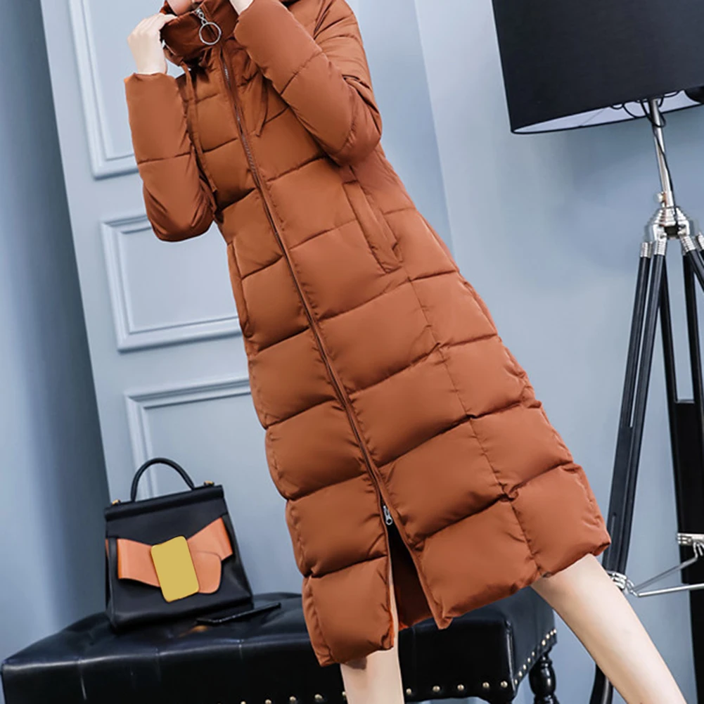 Abrigo largo парка de algodón con cremallera двойной de invierno para mujer Abrigo largo де abrigo cálido Abrigo повседневные largo para
