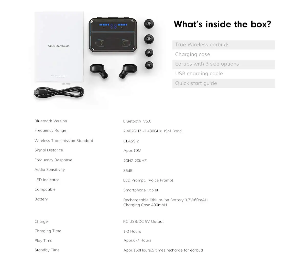 TWS Bluetooth 5,0 наушники-вкладыши Беспроводная гарнитура шумоподавление