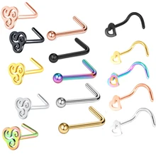 TIANCIFBYJS 20 г 26 шт. из нержавеющей стали шпильки Нос Кольца l-образный Винт Нос расширитель для пирсинга ювелирные изделия для женщин мужчин CZ инкрустированные