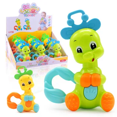 

Infant Shake Bell Toys Cartoon Fawn Elephant Animal Shape Sound Effect Baby Early Education Teether Cement Toy