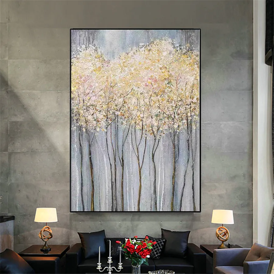 

100% Hand-Painted Lucky Tree Oil Painting Handmade Flower Canvas Paintings Modern Artist Home Decoration Landscape Wall Art