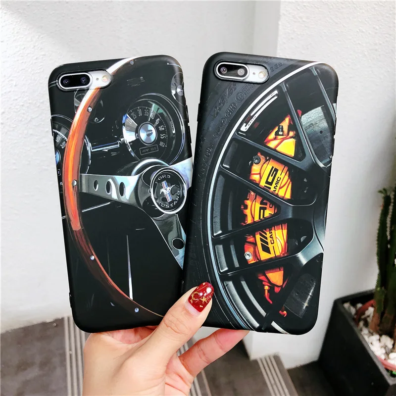 

Motor sports RS soft case for iphone X XS MAX XR 8 7 6 6S Plus matte silicon phone cover Retro car wheel Couple coque fundas