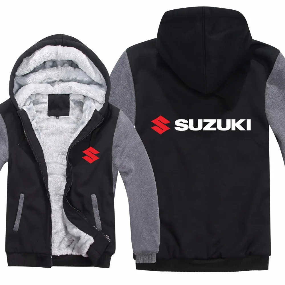 Мотоцикл Suzuki толстовки зимняя куртка для мужчин пуловер человек Пальто Повседневное шерстяная подкладка флис Suzuki кофты