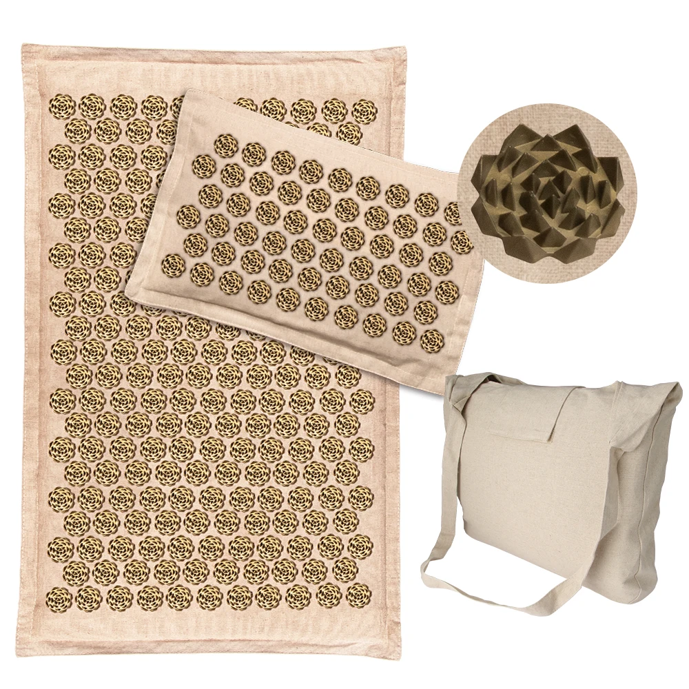 Eco Linen Coconut Fiber Massage Needle Pad Lotus Acupressure Yoga Shakti Mat Cushion Kuznetsov's applicator Foot Massager Pillow | Красота