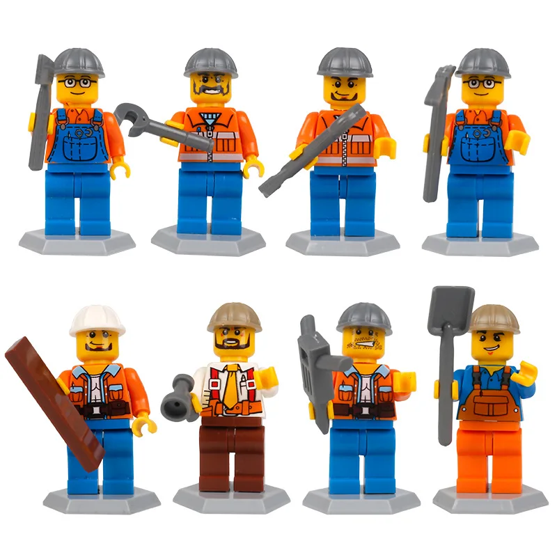 

8P Assembled City Technic Police Engineering Compatible Mini figures Police Creator Building Blocks Toy Architecture Bricks Gift