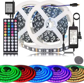 

LED Strip Lights BIHRTC RGB 600leds 32.8ft 10M Color Changing 5050 Flexible LED Rope Lighting LED Strip Lights Kit with 44 Keys