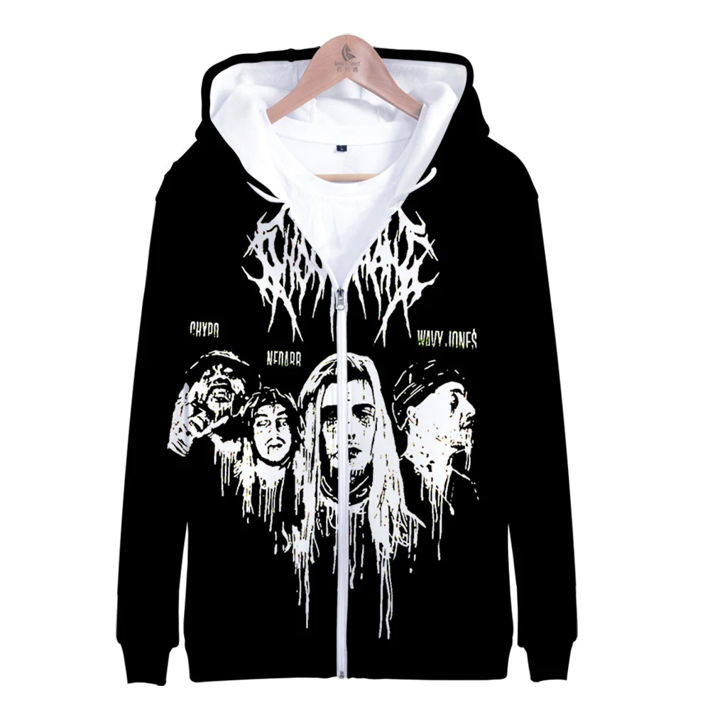 Толстовки с капюшоном Ghostemane для родителей и детей; толстовка на молнии; коллекция года; в стиле рок, хип-хоп; Мужская и женская уличная одежда с карманами на молнии; модная повседневная осенняя одежда
