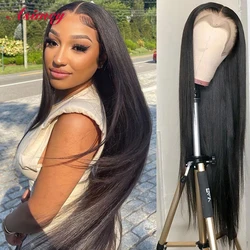 Asimey 30 32 In Human Hair  Lace Frontal 4x4 Preplucked Closure Wig 13X4 Straight Wigs Brazilian Remy 180 DensityFor Black Women