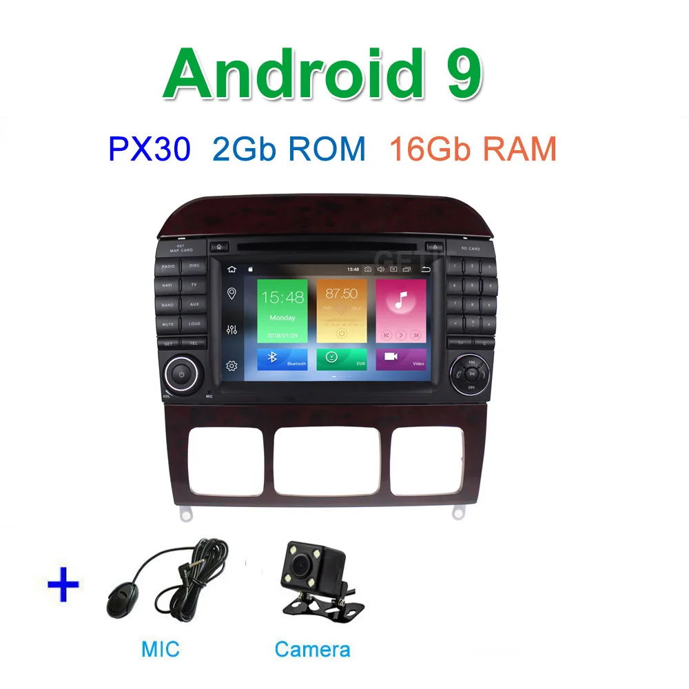 PX30 CAMERA PX6 Автомобильный DVD стерео Мультимедиа Радио Android 9 для Mercedes Benz S класс W215 W220 S320 S400 S420 S430 S280 S350 - Цвет: PX30 CAMERA
