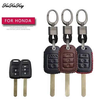 

Leather Car Key Case Cover Protection Shell Skin For Honda Civic CRV Jazz HR-V HRV Vezel City Accord Keyring Keychain