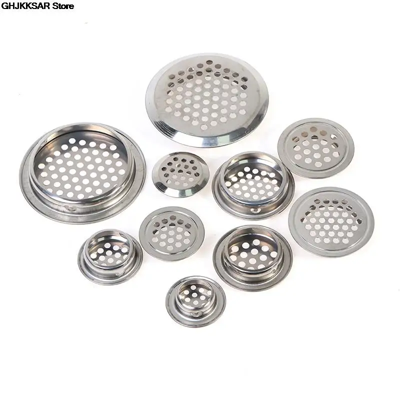 10pcs Round Cabinet Air Duct Vent Steel Louver Mesh Hole Plug Decoration Cover Wardrobe Grille Ventilation Systems Dia.19mm-53mm