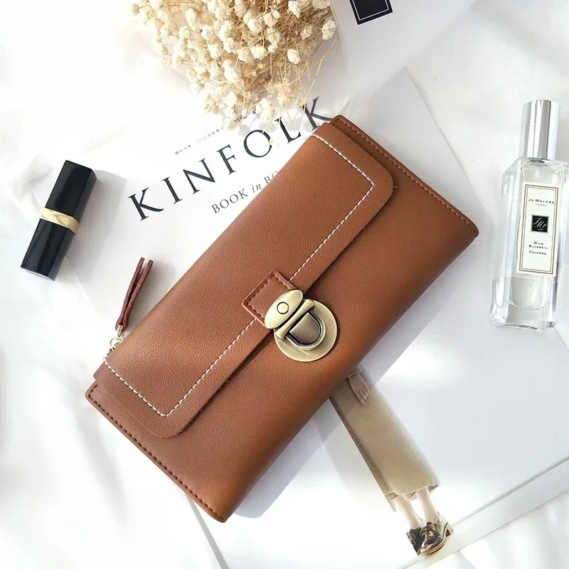 

2020 new ladies wallet long simple and fashionable half-fold card holder wallet wallet large capacity zipper wallet card holder