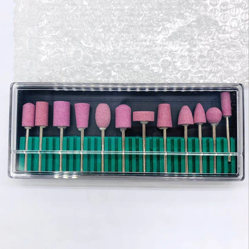 Pink Quartz Nail Drill Bits Different Shape Gel Polish Equipment Tools Manicure Milling Cutters 12 Pcs/Set nail art tools nail drill bit nail drill bits nail drill nail manicure tools nail drill set nail drill kit