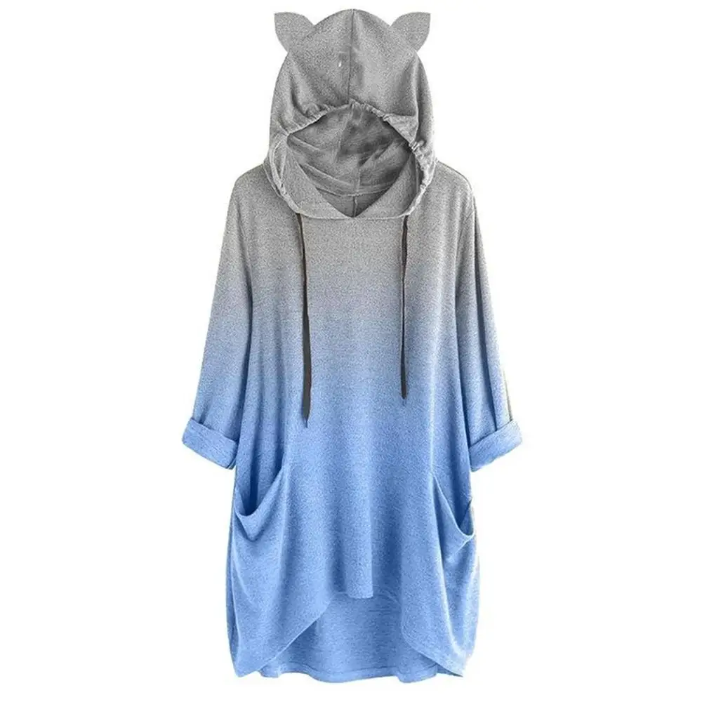 

Hooded Sweatshirt Long Sleeve Women Gradient Color Hooded Pullover Sweatshirt