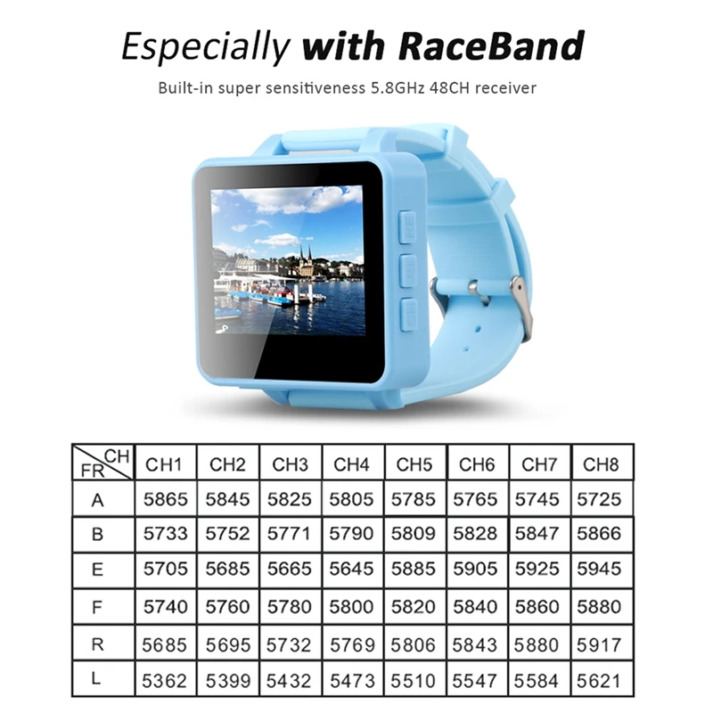  FPV Watch 2 Inch 5.8GHz 48CH FPV Wearable Watch DVR Monitor Wireless Receiver OSD Support AV-In for
