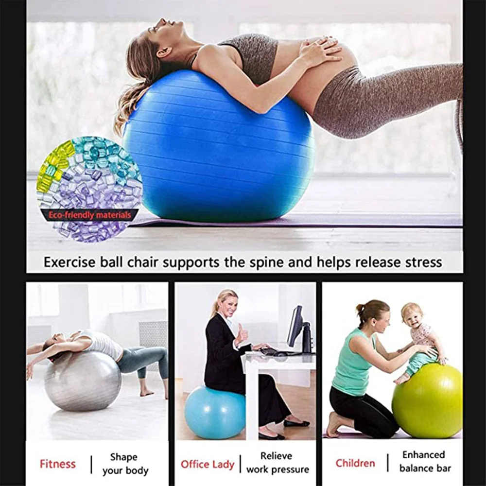 55/65/75CM Pilates Yoga Ball Exercise Anti-Pressure Explosion-Proof Gymnastics Balance Exercise Fitness Home Yoga Core Training