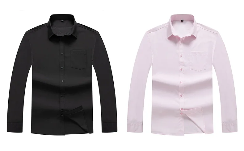 10XL 8XL 6XL весенние Формальные рубашки с длинными рукавами для мужчин, однотонные тонкие базовые деловые рубашки с воротником под горло