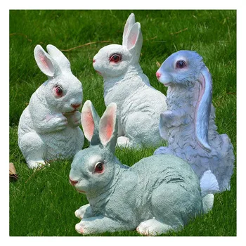 

Outdoor Cute Bunny Decoration Resin Crafts Garden Ornament Simulation Rabbit Sculpture Meadow Animal Figurines Decor Accessories