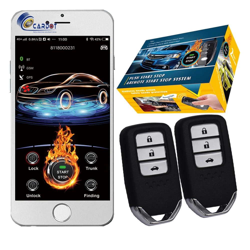 CARDOT Gsm 2g gps cheap pke remote engine starter start stop keyless entry smart car alarm