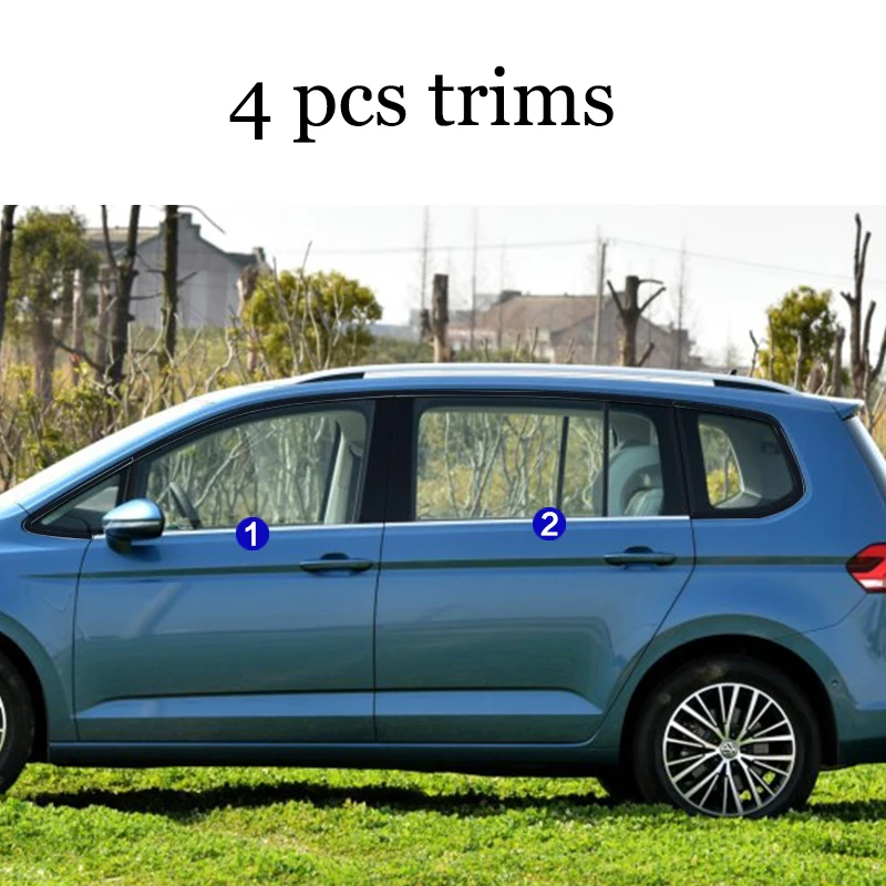 Lsrtw2017 304 нержавеющая сталь окна автомобиля планки украшения для volkswagen Passat touran vw авто аксессуары - Название цвета: 4 pcs trims
