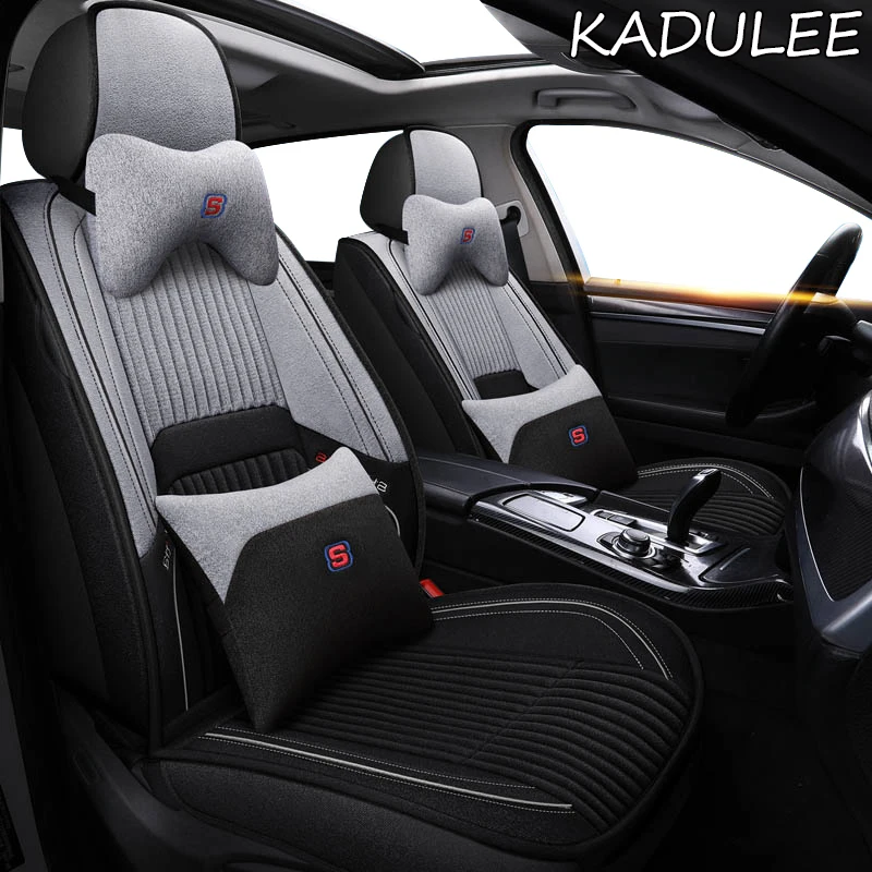 KADULEE flax car seat covers For toyota avensis t25 wish prado 120 150 corolla prius 20 land cruiser 100 camry 40 50 car seats