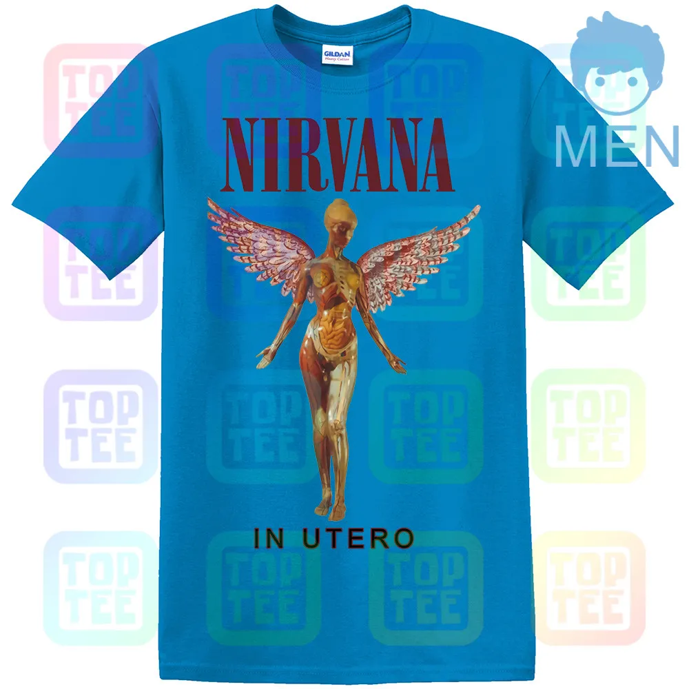 Футболка Nirvana-In Utero natur из хлопка Kurt Cobain - Цвет: MEN-ROYAL BLUE