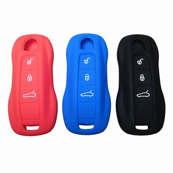 

Silicone Car Key Cover Case For Porsche Panamera 970 971 Cayenne Macan Boxster Cayman 981 982 718 991 911 918 For Keychain