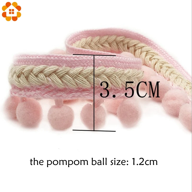 Lace Ribbon 3Yard Vintage Embroidered Trim Pom Pom Ball Fringe For Crafts DIY Sewing