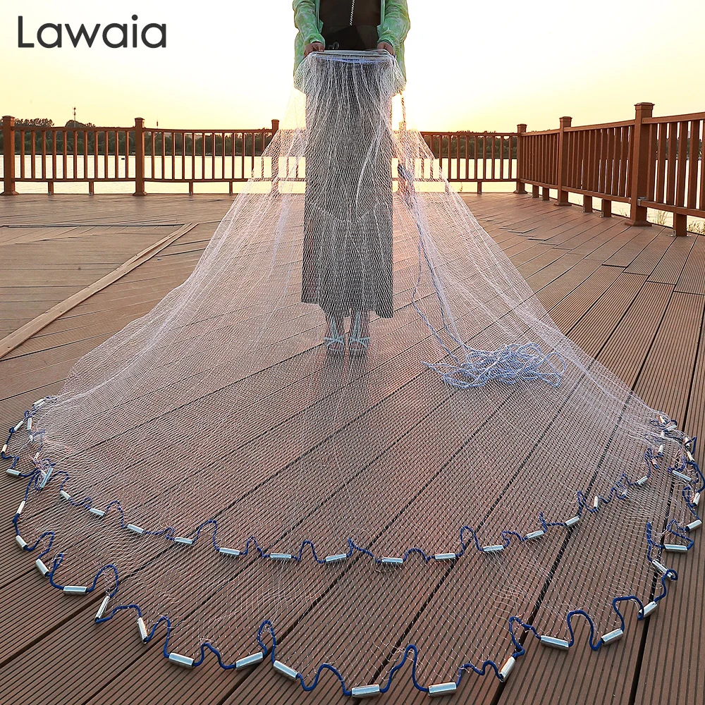Baratos Lawaia 240 cm 720 cm red de pesca 300cm red de pesca señal americana Red de fundición Red de mano red RED DE RED plegable