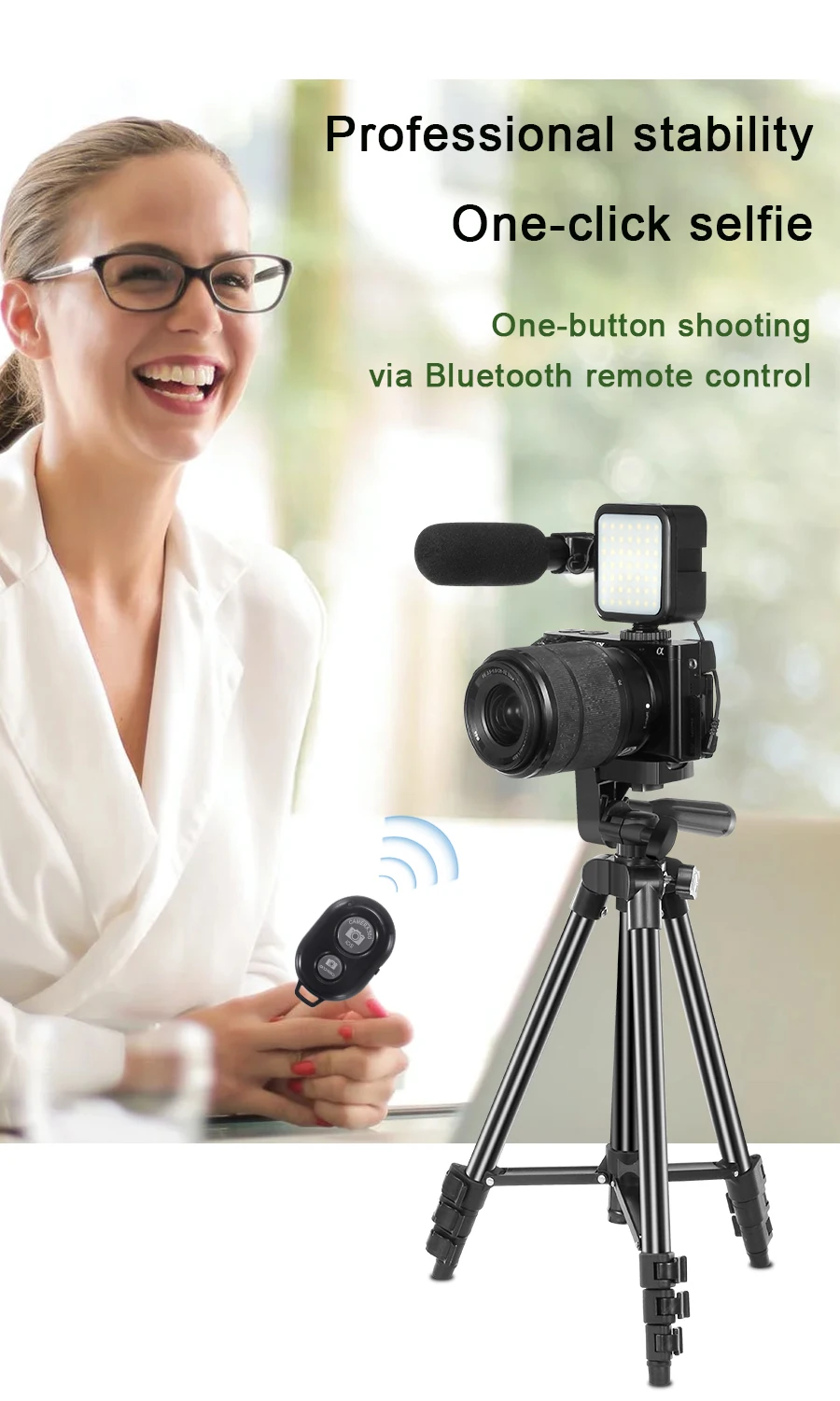 vlogging kits com luz de preenchimento vídeo