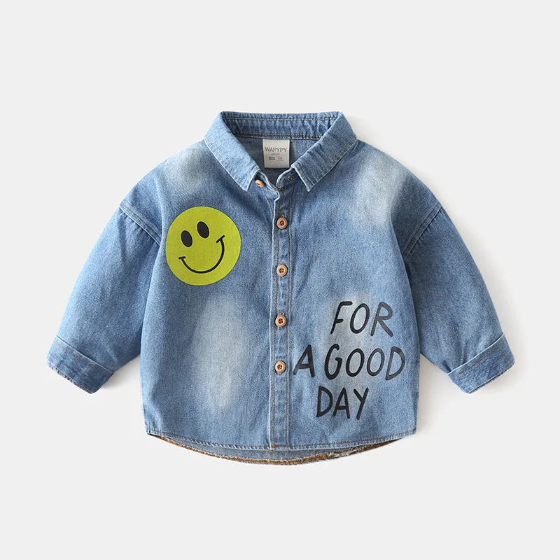 New Boys Shirt Baby Cartoon Smiley Shirt Autumn Children's Wear
