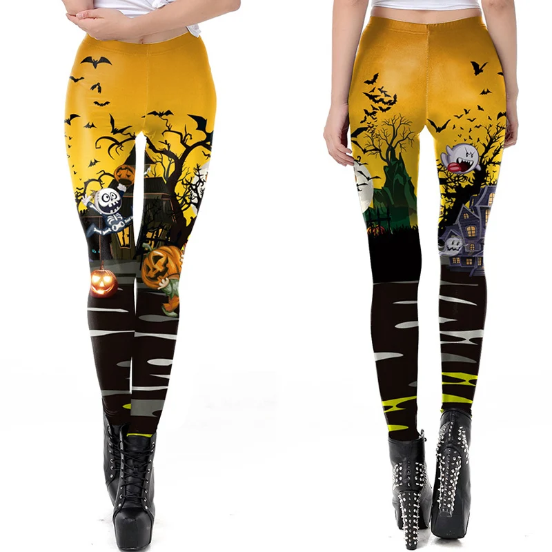 3D принты леггинсы с черепами кошмар до Рождества Одежда для женщин одеваются Хэллоуин леггинсы женские брюки
