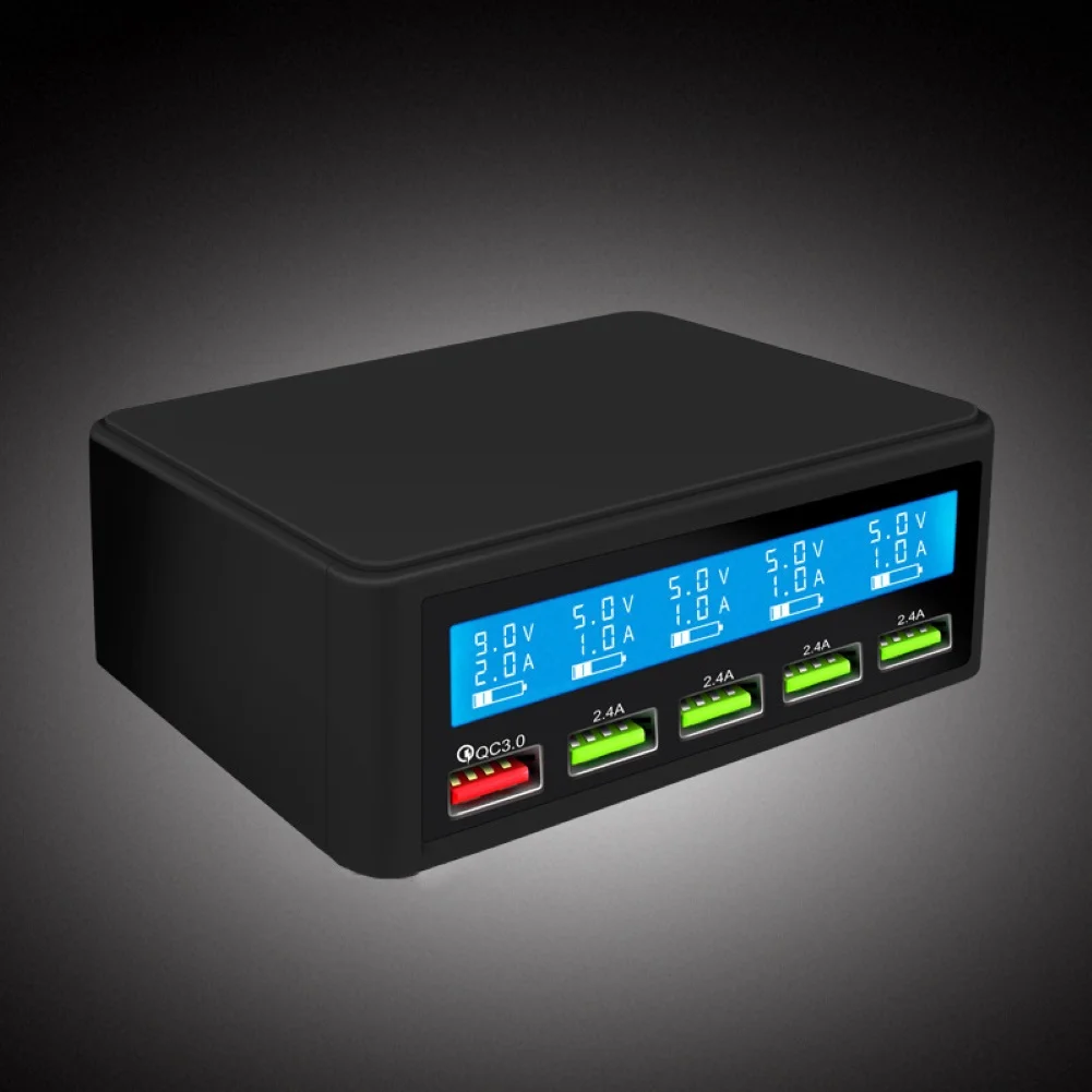 QC3.0 быстрое зарядное устройство 5 USB зарядное устройство светодиодный дисплей Универсальный телефон для Xiaomi samsung huawei iPhone зарядное устройство для путешествий