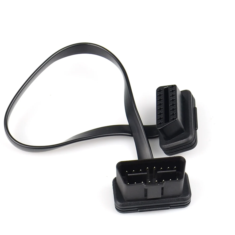 auto inspection equipment Dual Female Y Splitter Elbow 16Pin OBD 2 Extender ODB OBD2 Cable 16 Pin Male To Female Flat Noodle OBD2 Extension Cable car inspection equipment for sale